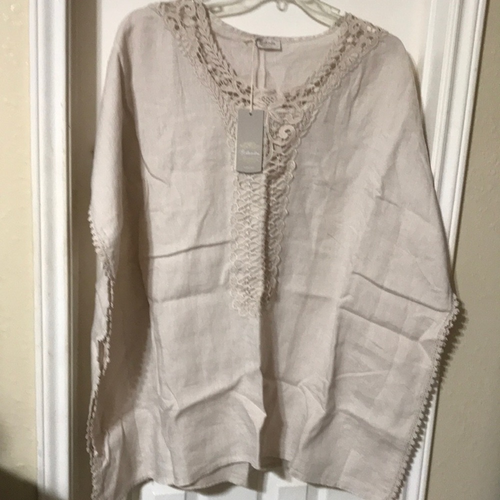 Bellambra Pure linen caftan top. Made in Italy. NWT